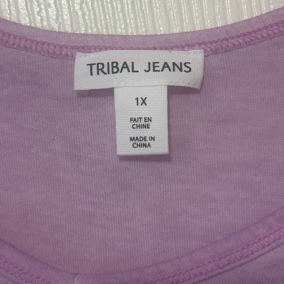 NWT Tribal Jeans Purple Ruffle Sleeve Blouse 1x - Picture 4 of 5